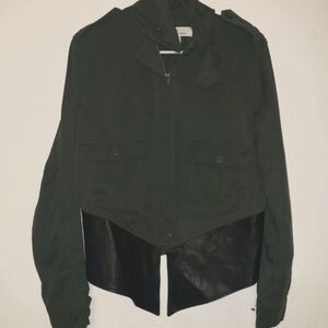 Dakota Collective leather trimmed zip front jacket
